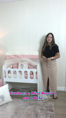 Mini Berço com colchão Badside 2x 1 Trocador para Quarto de Bebê Compacto com varão para mosqueteiro