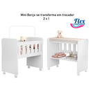 Mini Berço com colchão Badside 2x 1 Trocador para Quarto de Bebê Compacto com varão para mosqueteiro