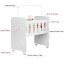 Mini Berço com colchão Badside 2x 1 Trocador para Quarto de Bebê Compacto com varão para mosqueteiro